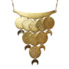 Moon phase cascade necklace is a statement necklace that is 24-karat gold-plated with a Figaro chain.