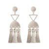 Silver geometric tassel earrings