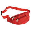 red leather belt bag with zippers