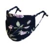 Black floral 3D mask with filter pocket. Adjustable ear straps.