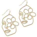 E2480 Gold Flower Face Earrings – Unique Statement Jewelry