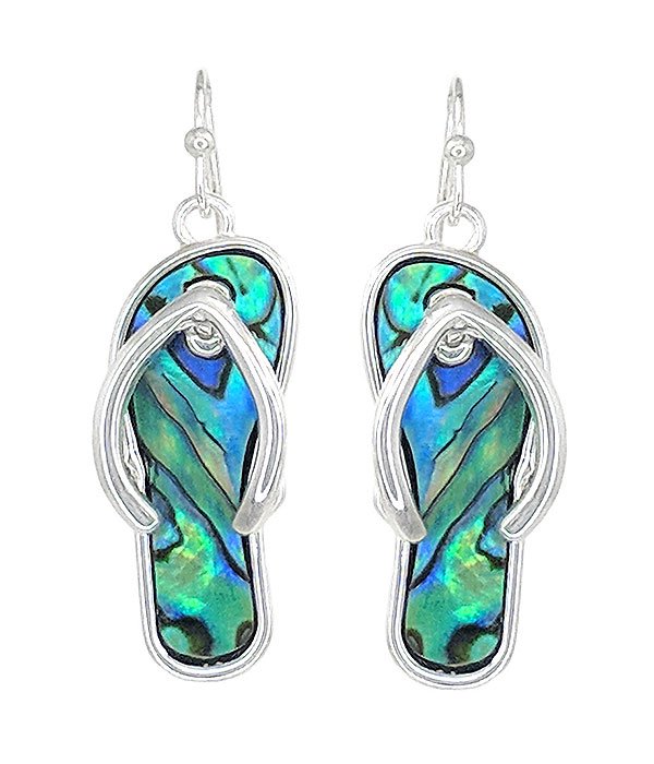 Blue flip flop dangle earrings for pierced ears.